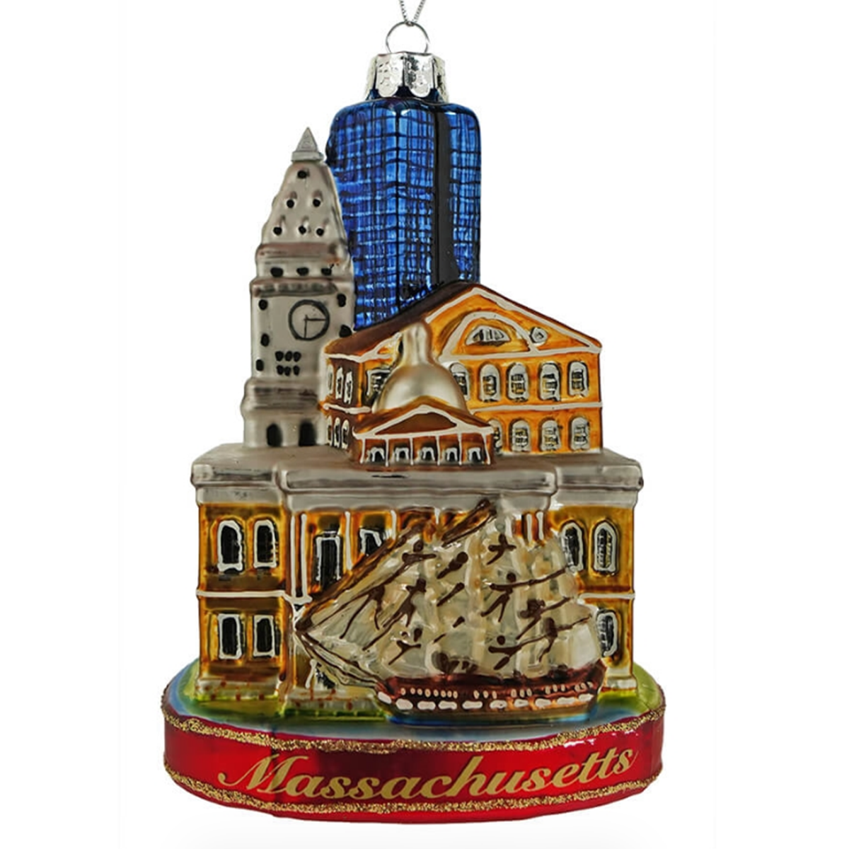 An image of Kurt Adler Boston Cityscape Glass Ornament