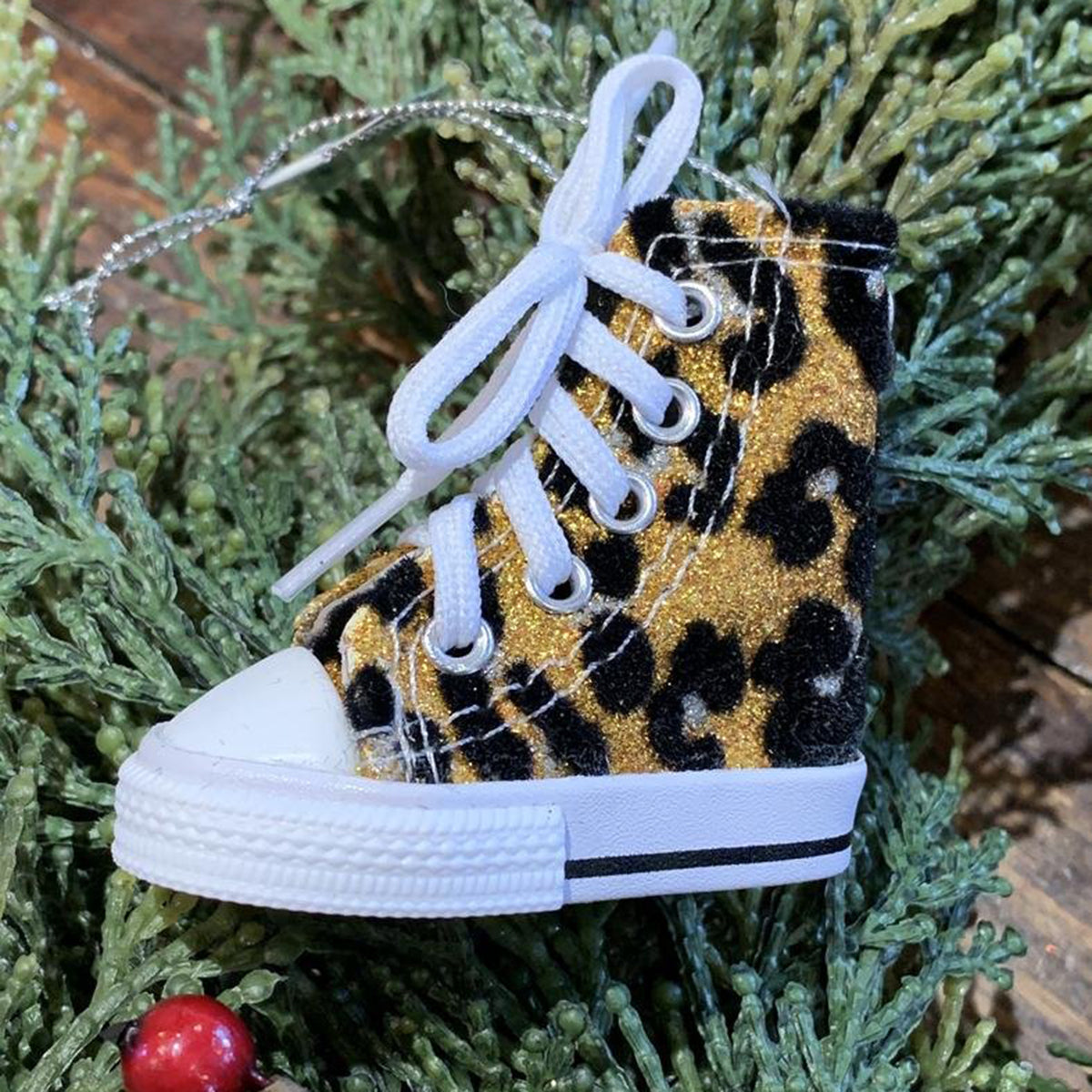 An image of Kurt Adler Fuzzy Animal Print Sneaker