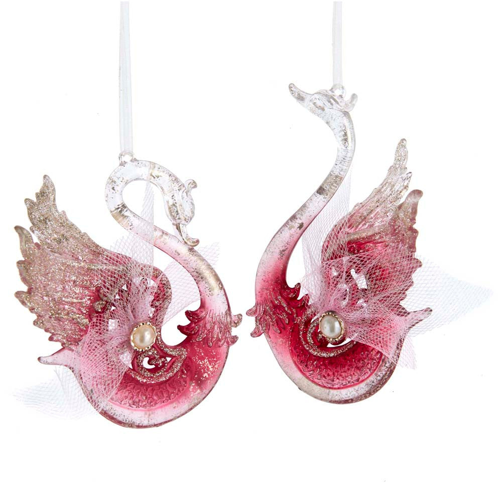 Kurt Adler Plastic Swan with Glitter Ornament