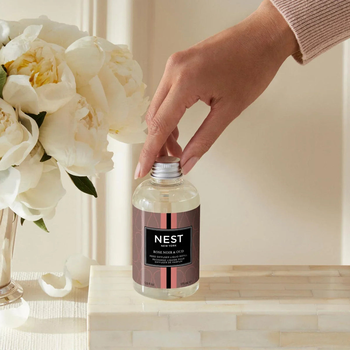 An image of Nest Fragrances Rose Noir & Oud Reed Diffuser Refill 5.9 oz