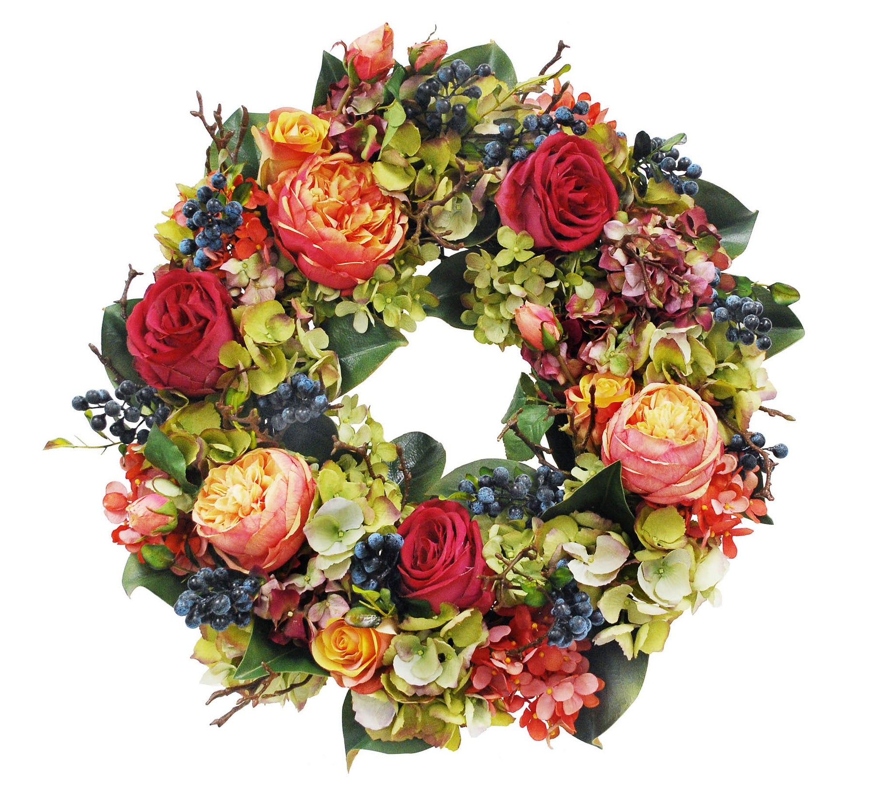 An image of Winward Hydrangea & Rose Wreath