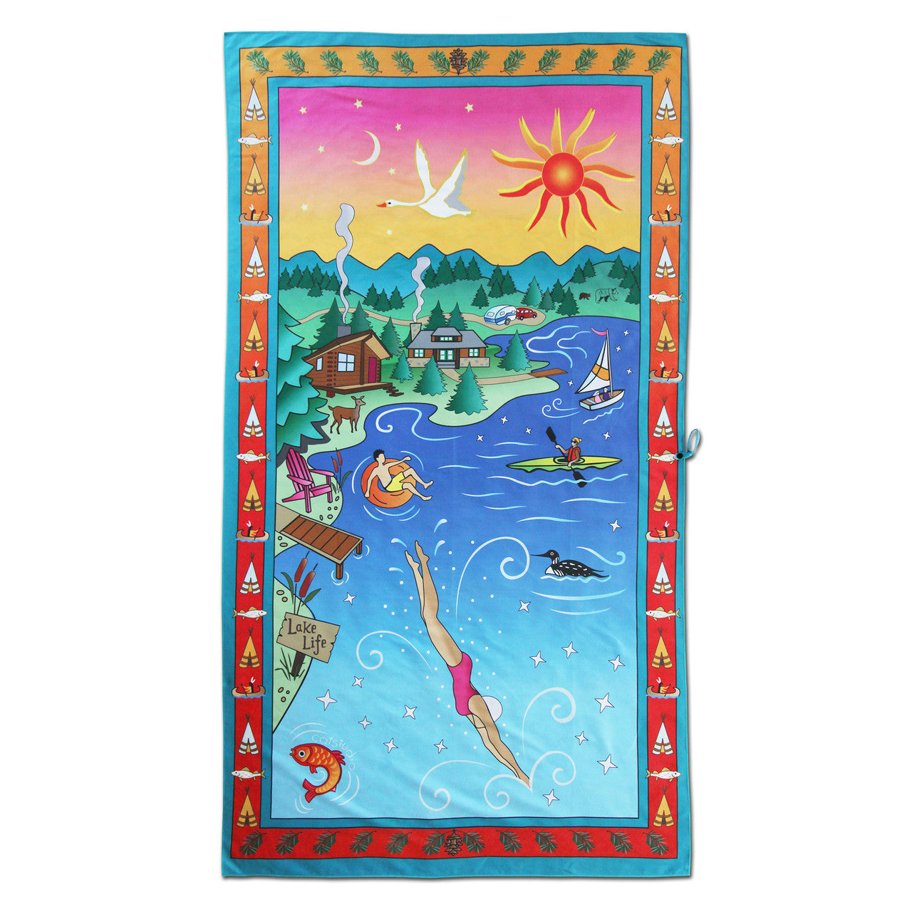An image of Catstudio Lake Life Beach & Travel Towel