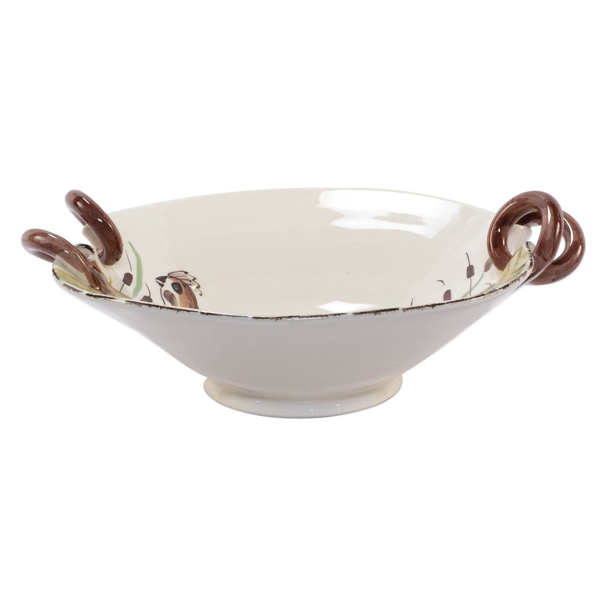 Vietri Wildlife Quail Handled Scallop Bowl