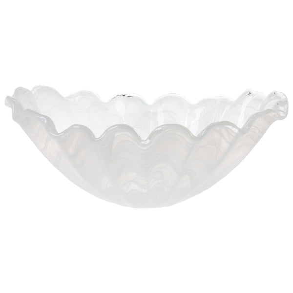 An image of Vietri Onda Glass White Centerpiece