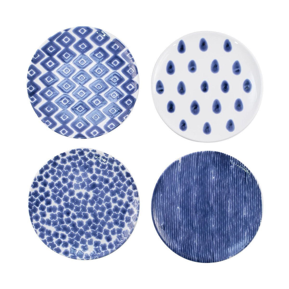 An image of Viva By Vietri Santorini Assorted Salad Plates - Set of 4