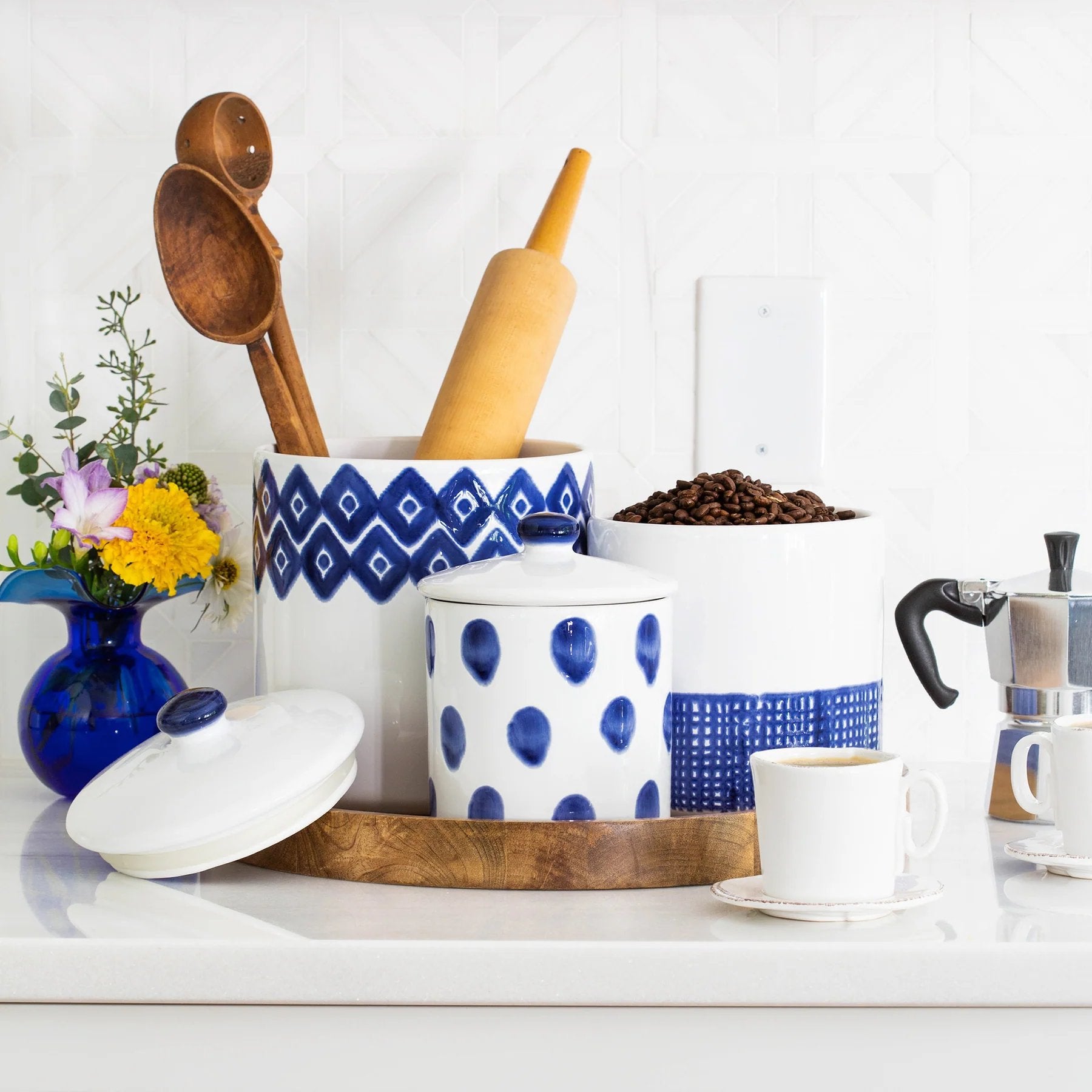 An image of Viva By Vietri Santorini Dot Small Canister