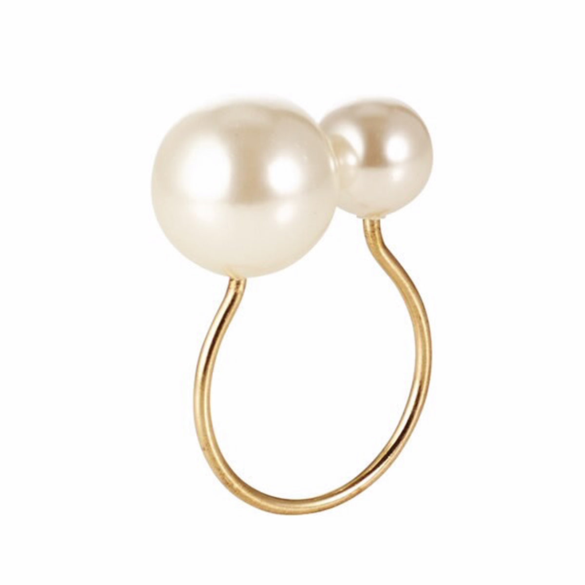 An image of Kim Seybert Napkin Ring Pearl - Ivory, Gold - Set of 4