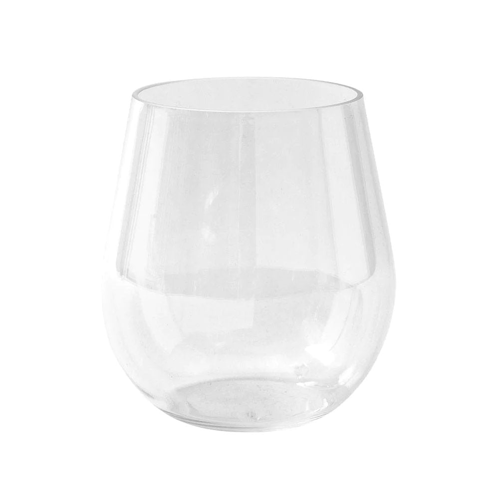 An image of Caspari Acrylic Stemless Clear Wine Glass