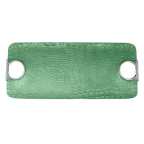 Mariposa Croc Rectangular Green Handled Tray