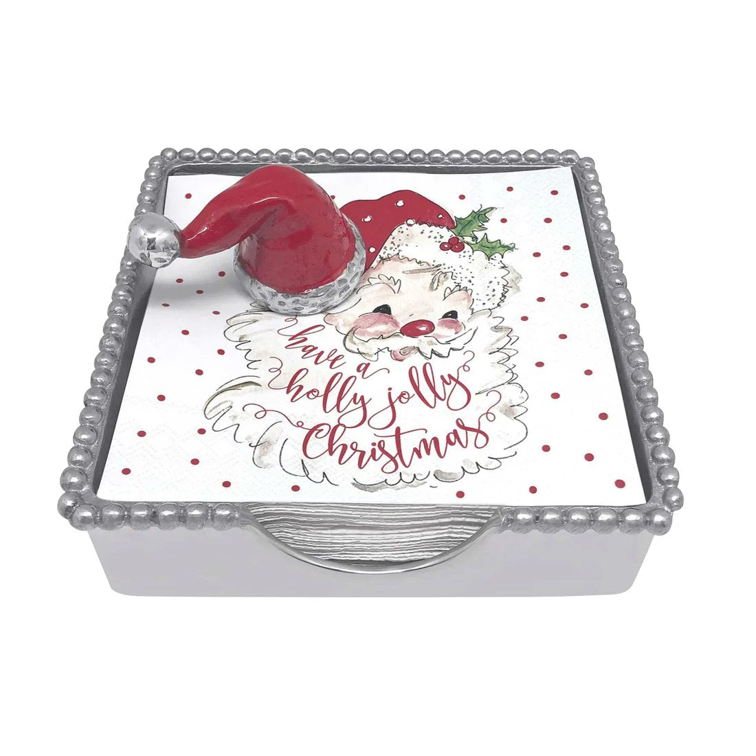 Mariposa Red Santa Hat Beaded Napkin Box