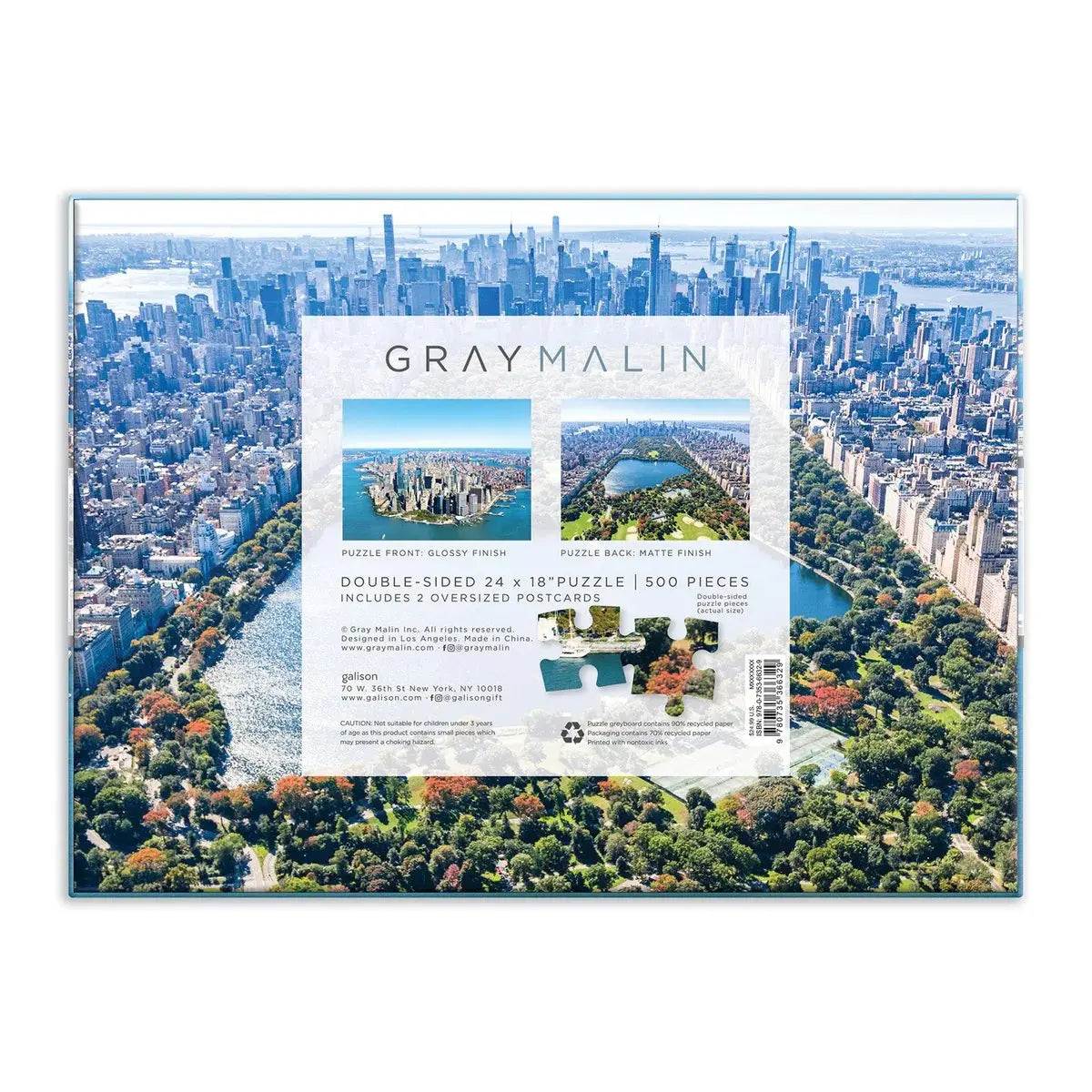 Backside of Gray Malin New York City Double-Sided Puzzle Box