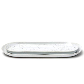 Blue Pheasant Marcus White Salt Glaze Large Oblong Serving Platter- Set of 2