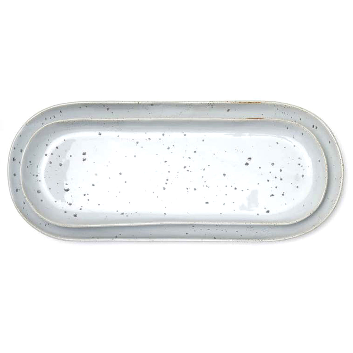 Blue Pheasant Marcus White Salt Glaze Large Oblong Serving Platter- Set of 2