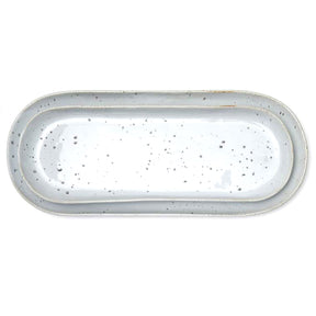 Blue Pheasant Marcus White Salt Glaze Large Oblong Serving Platter- Set of 2