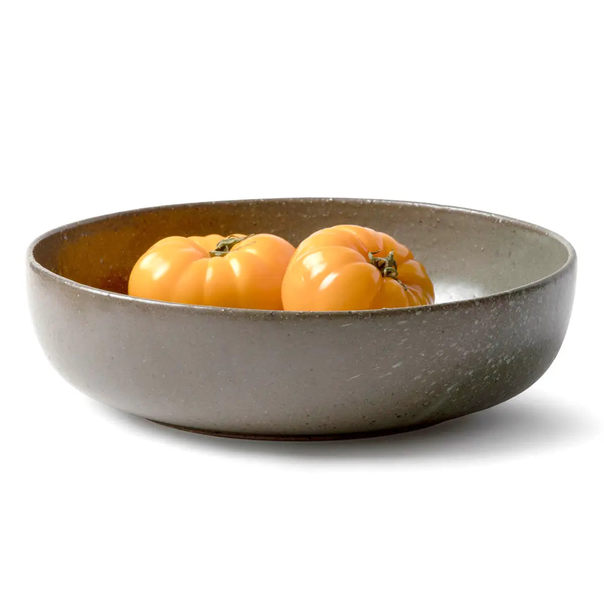 Blue Pheasant Marcus Gray Salt Glaze Round Serving Bowl with fruit