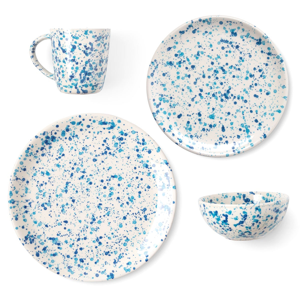An image of Blue Pheasant Sconset Mixed Blue Spongeware Dinner Plate- Pack of 4