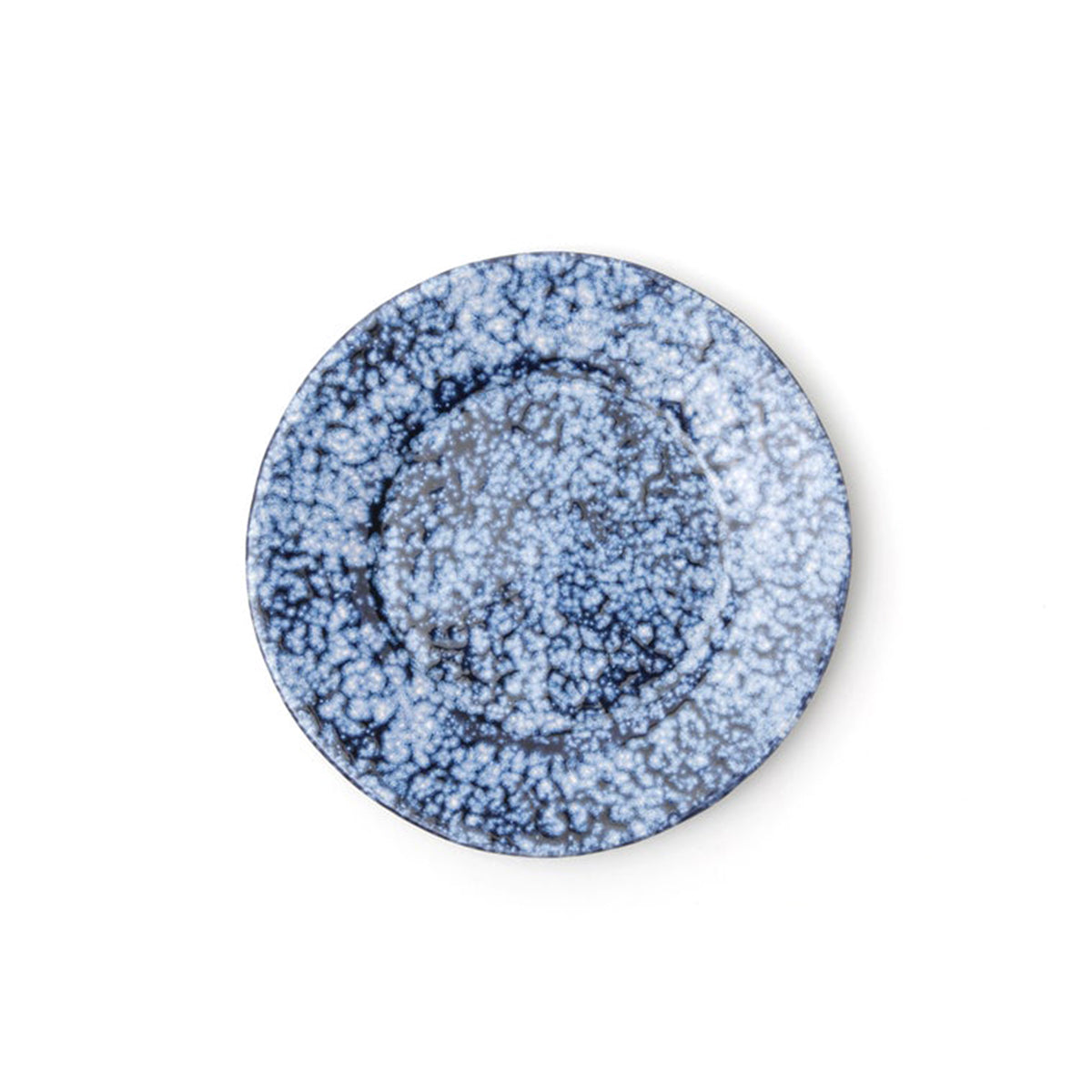 An image of Blue Pheasant Isla Spotted White Navy Salad Dessert Plate- Pack of 4
