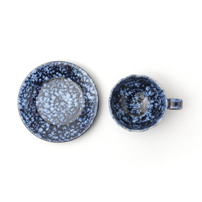 Blue Pheasant Isla Spotted White Navy Cup and Saucer- Pack of 4
