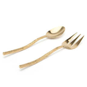 Blue Pheasant Danele Two Piece Serving Set in Polished Gold