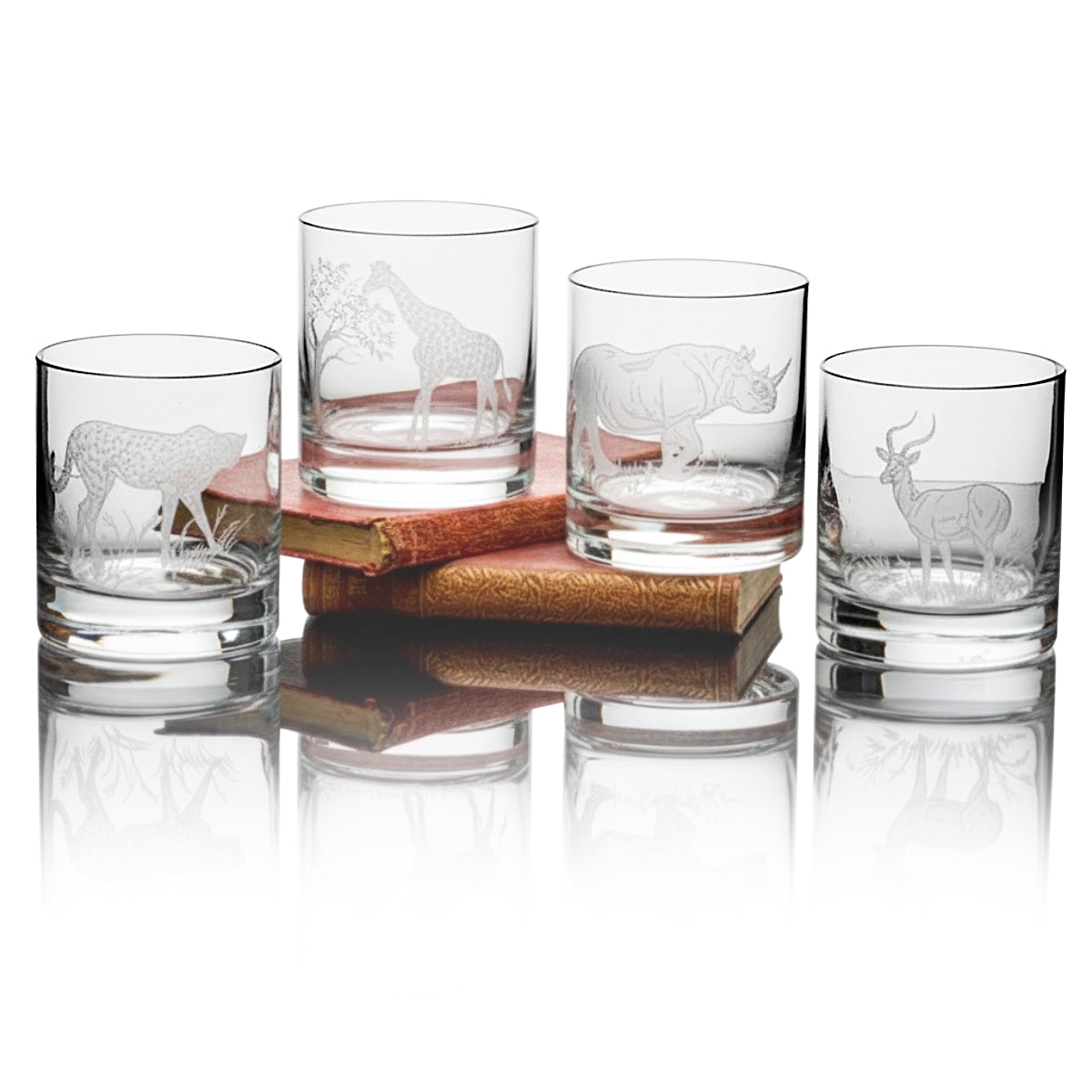 An image of Julie Wear Designs Safari Safari I Old-Fashioned Assorted Glass - Set of 4