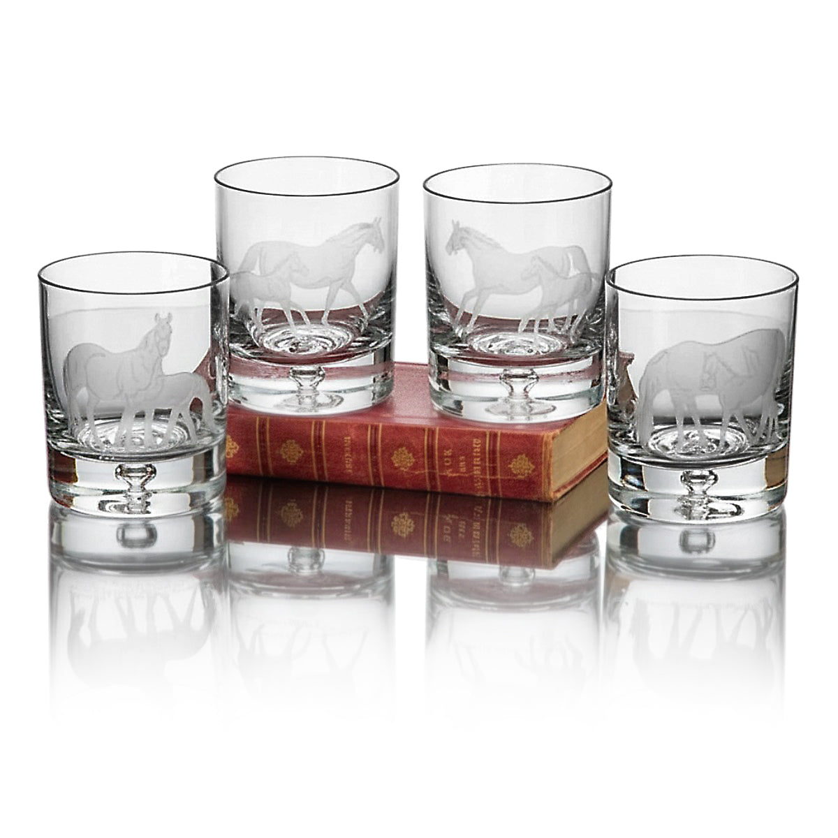 Julie Wear Designs Bluegrass Coll Thoroughbred Old-Fashioned Glass - Set of 4
