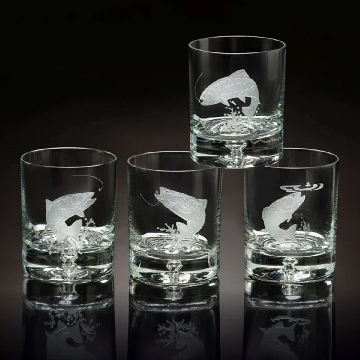 Julie Wear Designs Fly Fishing Old-Fashioned Assorted Glass - Set of 4