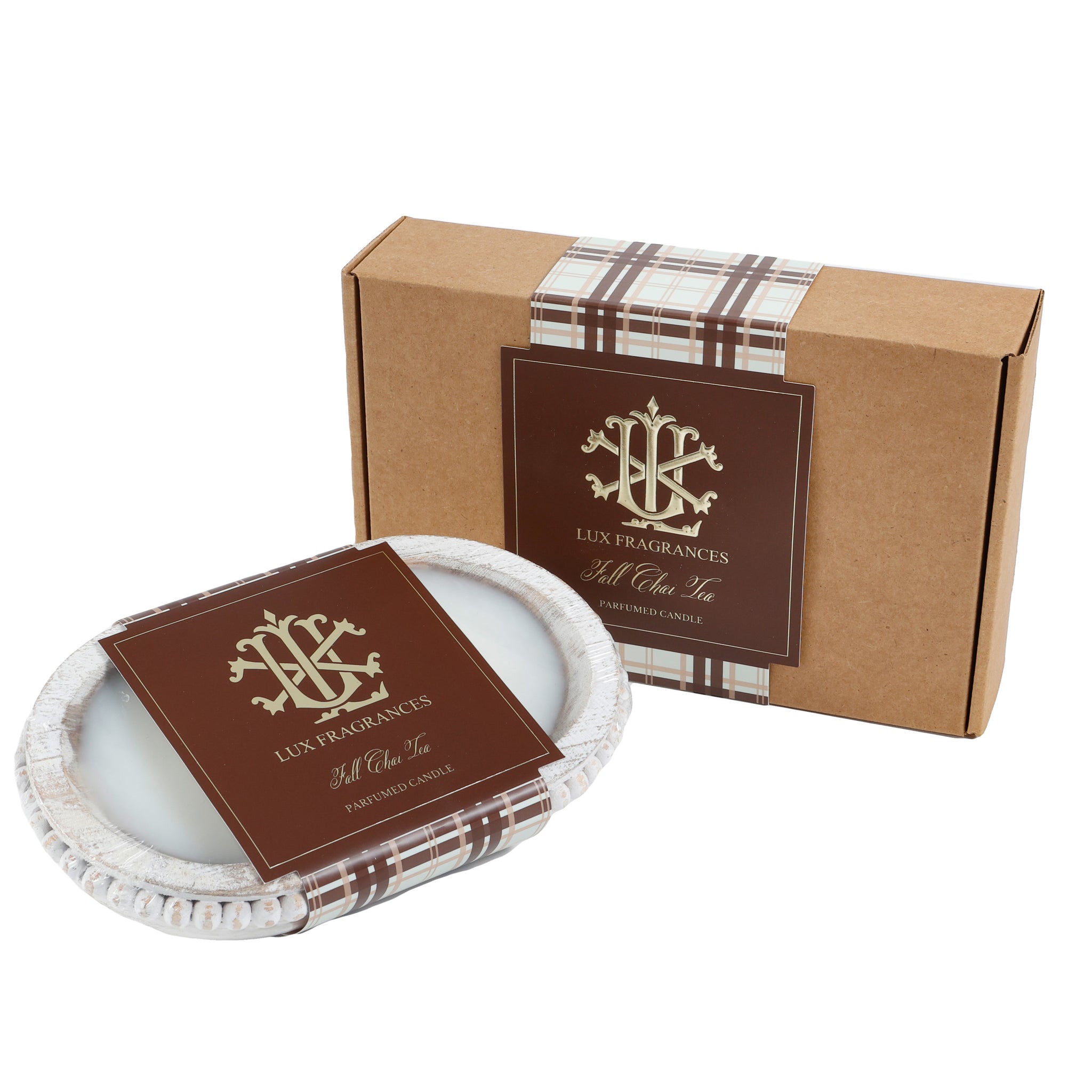 Lux Fragrances Fall Chai Tea 3-Wick Wooden Dough Bowl Candle