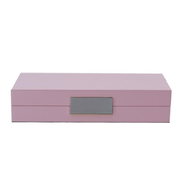 An image of Addison Ross Lacquer Box Pink and Silver -  4" x 9"