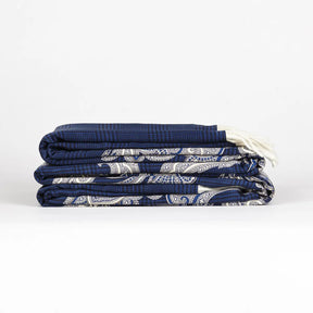 Marzotto Lab Diamante coupled throw silk and cashmere -Blue- 51 x 70in