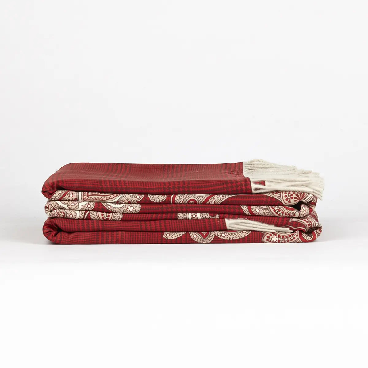 Marzotto Lab Diamante coupled throw silk and cashmere - Red- 51 x 70in