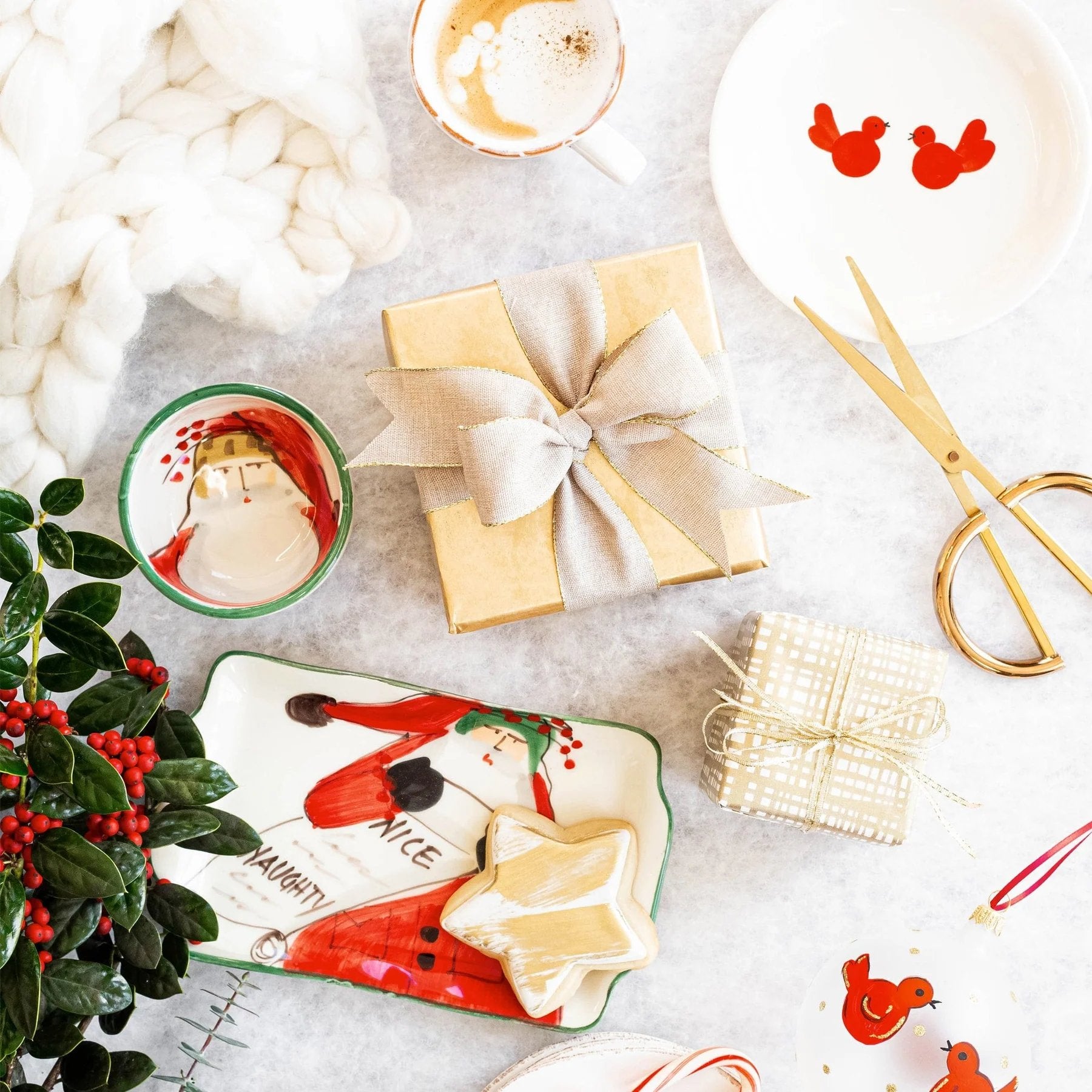 An image of Vietri Old St. Nick Naughty or Nice Rectangular Plate