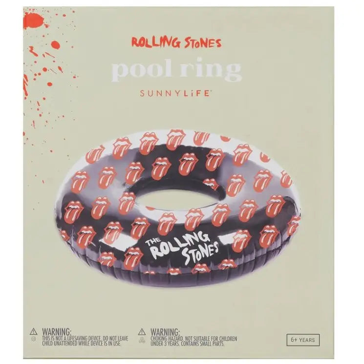 An image of Sunnylife Black Rolling Stones Lips Pool Ring