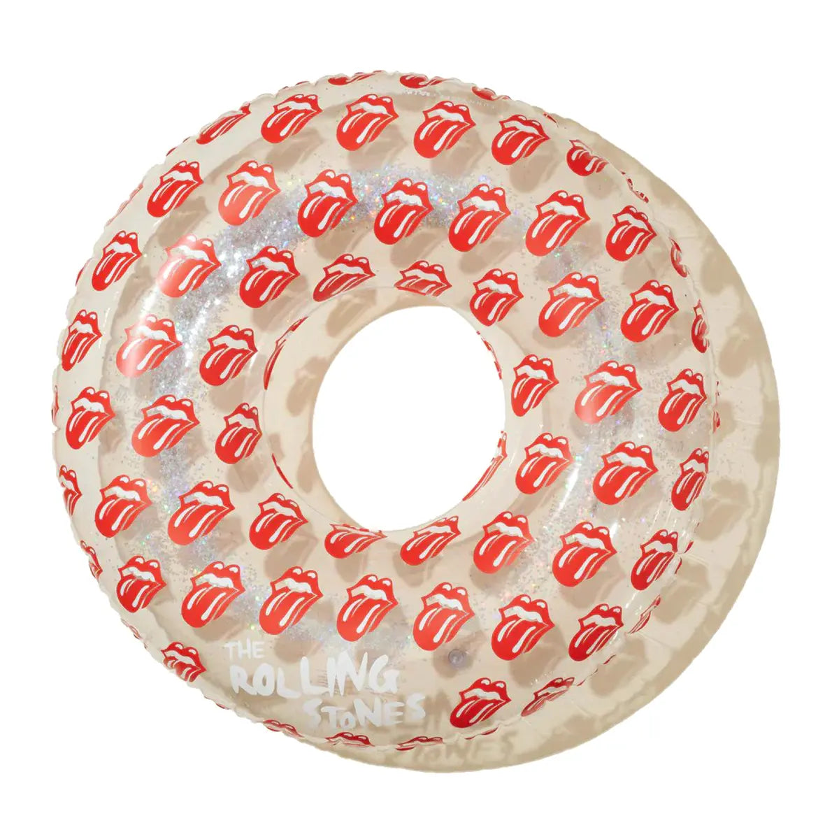 An image of Sunnylife Glitter Rolling Stones Lips Pool Ring