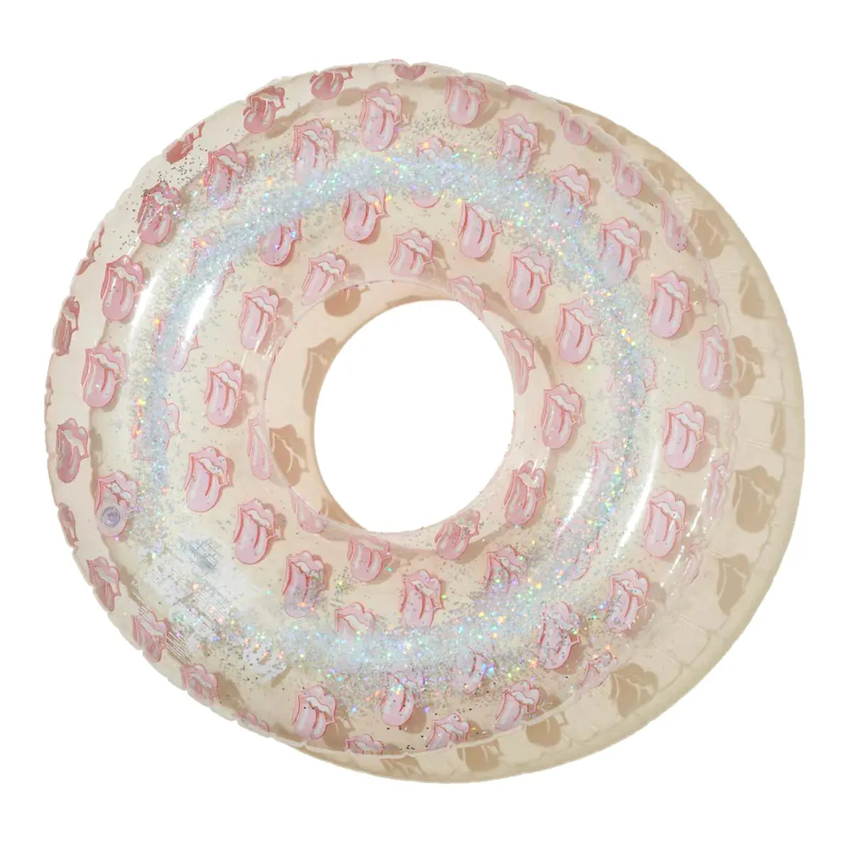 An image of Sunnylife Glitter Rolling Stones Lips Pool Ring