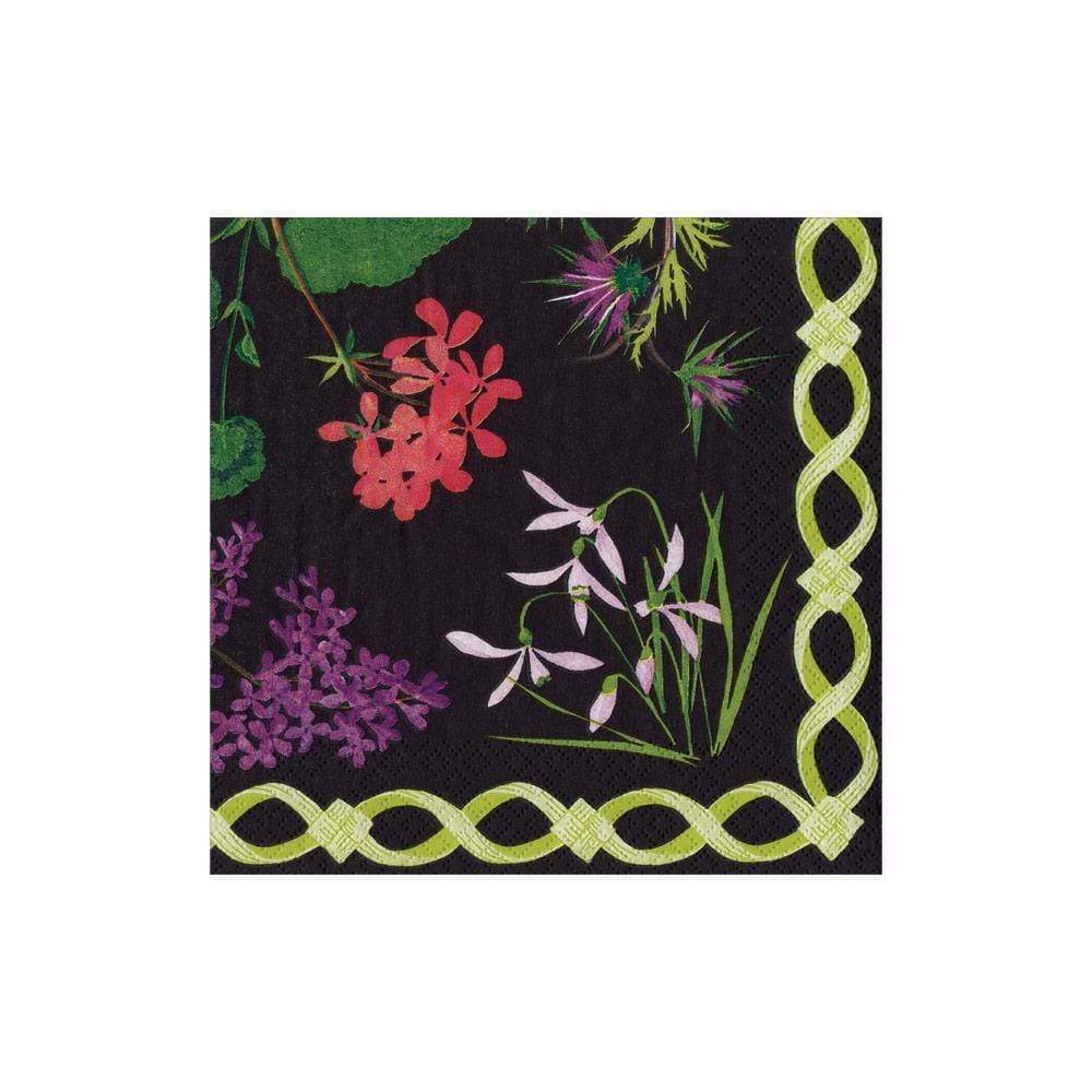An image of Caspari Mary Delany Flower Mosaics Cocktail Napkins