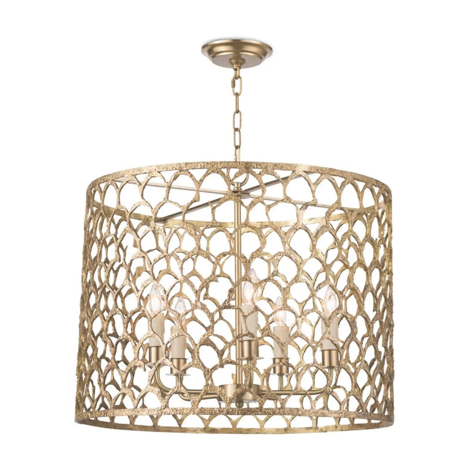 Regina Andrew Cabana Brass Chandelier H: 24" W: 23" - Natural Brass finish - 5 x 40 watts candelabra