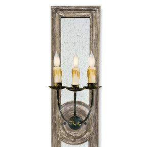Regina Andrew Three Arm Mirror Panel Wood Sconce - Small