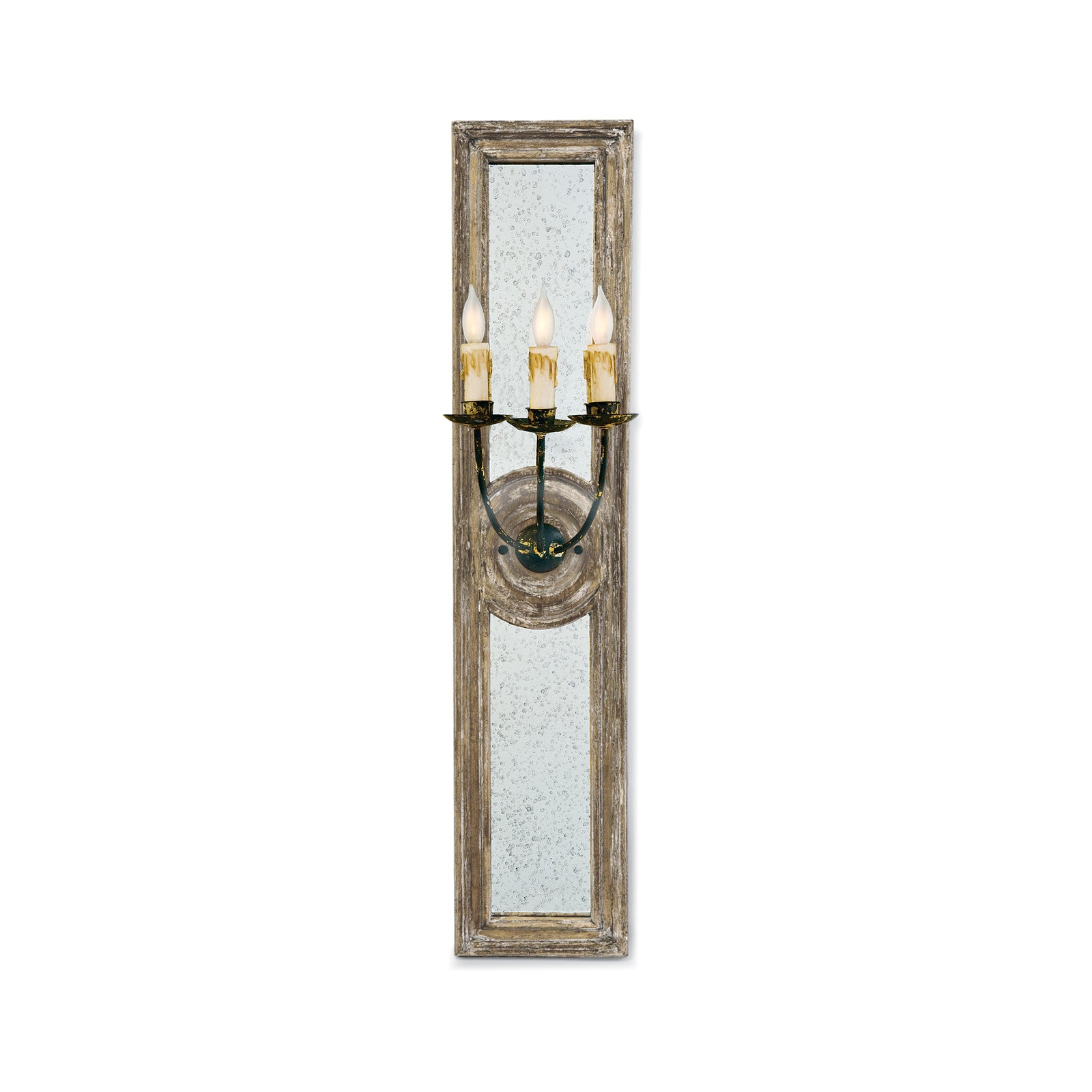 Regina Andrew Three Arm Mirror Panel Wood Sconce - Small
