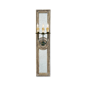 Regina Andrew Three Arm Mirror Panel Wood Sconce - Small