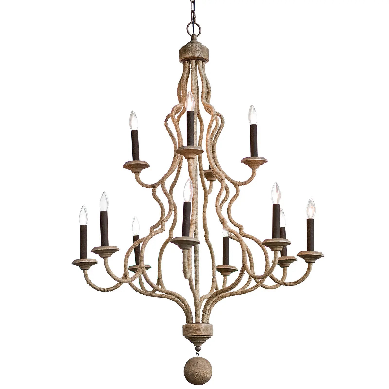 Regina Andrew Jute Chandelier H: 50" W: 34"- Natural Finish