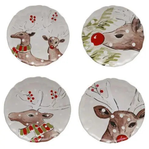 An image of Casafina Deer Friends Dessert Plates (Set of 4)