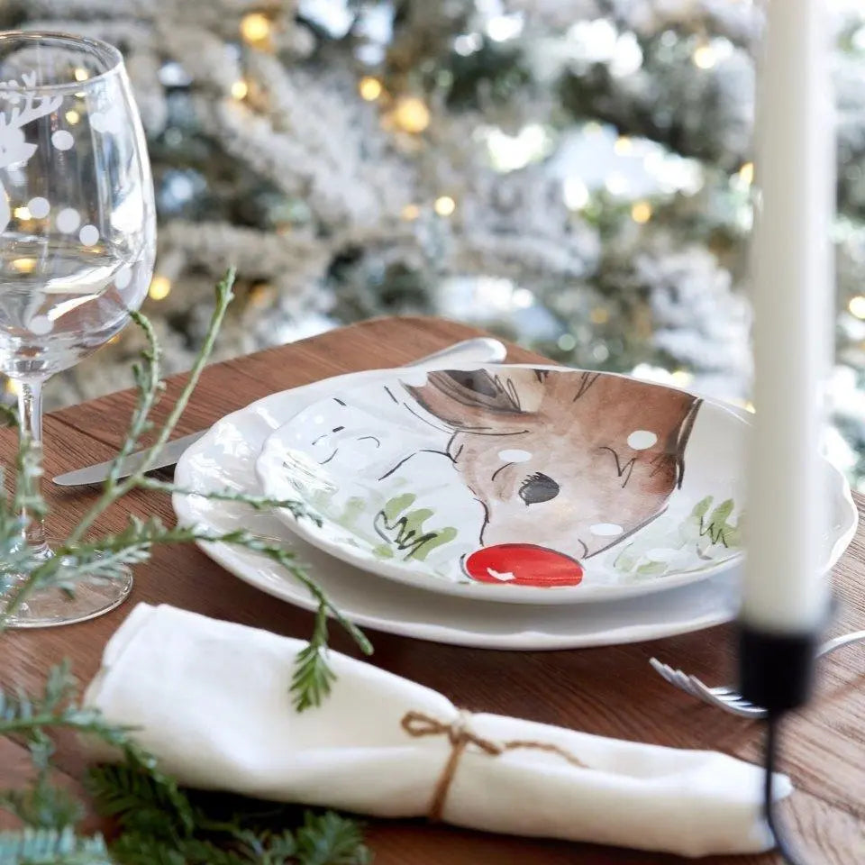 An image of Casafina Deer Friends Dessert Plates (Set of 4)