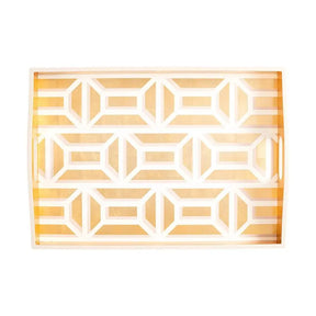 Caspari Garden Gate Lacquer Large Rectangle Tray in Gold