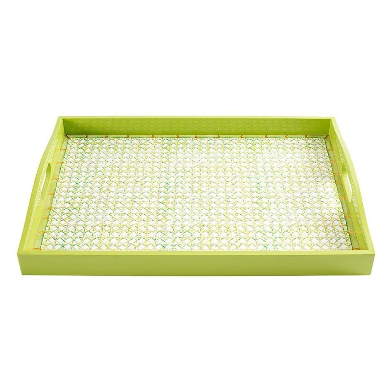 An image of Caspari Trellis Lacquer Large Rectangle Tray