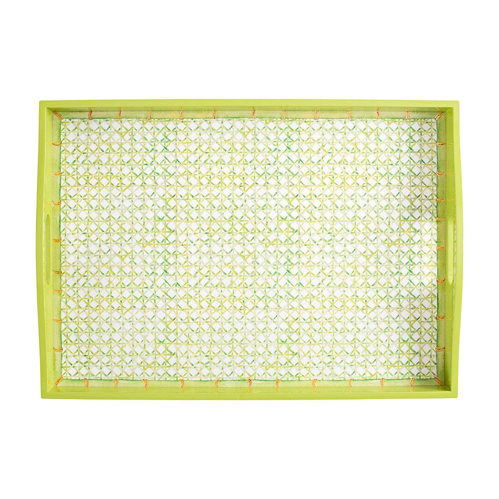 An image of Caspari Trellis Lacquer Large Rectangle Tray