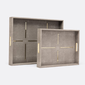 Made Goods Daina Tray set of 2 in Sand Realistic Faux Shagreen