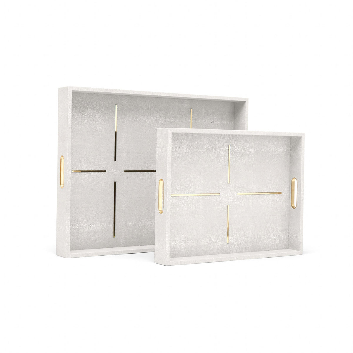 An image of Made Goods Daina Tray set of 2 in Sand Realistic Faux Shagreen