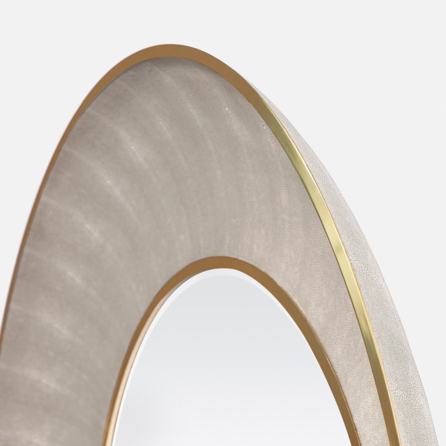 Made Goods Armond Mirror in Sand Faux Shagreen/ Brass 50" D