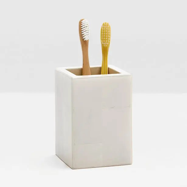 Pigeon and Poodle Arles Brush Holder in White Faux Horn