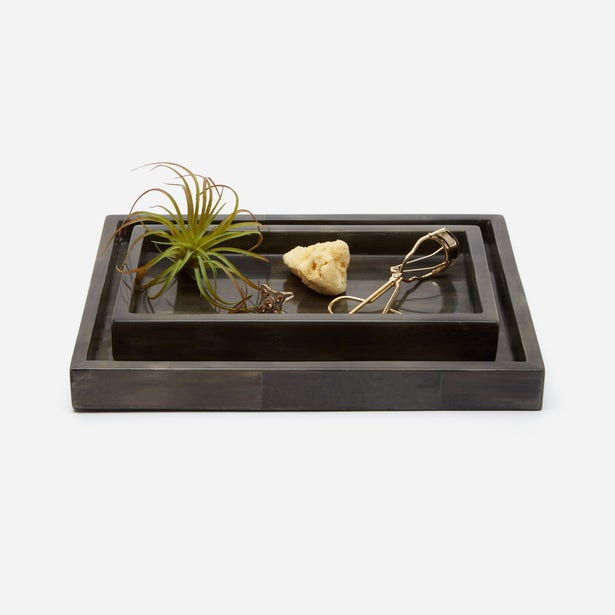 Pigeon and Poodle Arles Faux Horn Tray Set of 2